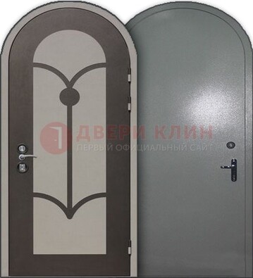 Серая входная арочная дверь ДА-2 в дом из пеноблоков в Йошкар-Оле