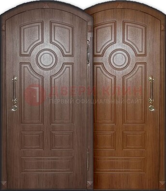 Коричневая железная арочная дверь МДФ внутри ДА-7 в Йошкар-Оле