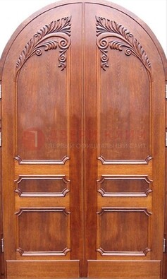 Коричневая металлическая арочная дверь ДА-9 в Йошкар-Оле