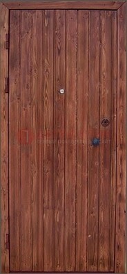 Коричневая железная дверь с евровагонкой ДЕ-18 в Йошкар-Оле