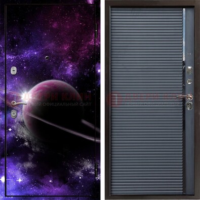 Черная металлическая дверь с фотопечатью ДФ-20 в Йошкар-Оле