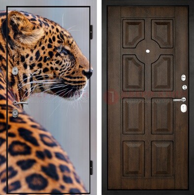 Металлическая дверь с фотопечатью леопарда ДФ-26 в Йошкар-Оле