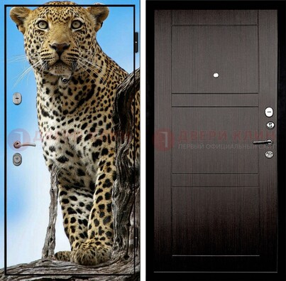 Железная дверь с рисунком гепарда снаружи ДФ-27 в Йошкар-Оле