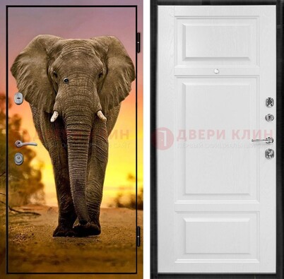 Металлическая дверь с фотопечатью слона ДФ-30 в Йошкар-Оле