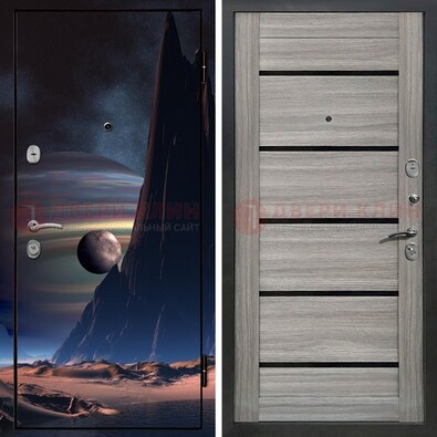 Стальная дверь с фотопечатью космоса ДФ-49 в Йошкар-Оле