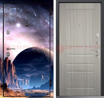 Железная дверь с фотопечатью космоса и планеты ДФ-50 в Йошкар-Оле