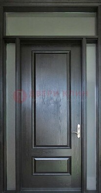 Черная металлическая дверь с фрамугами и стеклом ДФГ-24 в Йошкар-Оле