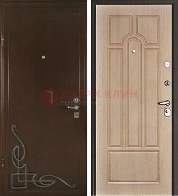 Коричневая железная дверь с ковкой ДК-19 в Йошкар-Оле