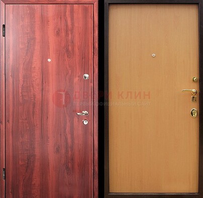 Красная железная дверь с ламинатом ДЛ-3 в Йошкар-Оле