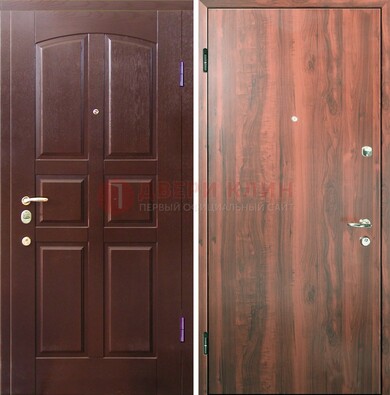 Коричневая входная дверь с МДФ ламинат внутри ДМ-101 в Йошкар-Оле