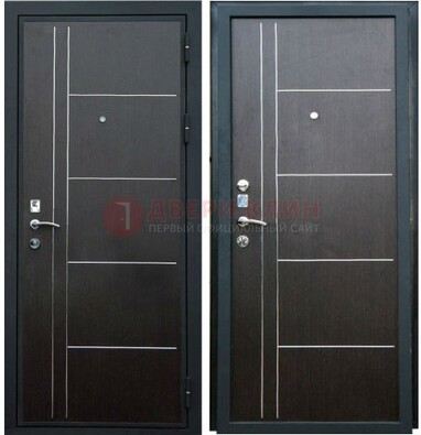 Наружная темная стальная дверь с МДФ ДМ-104 в Йошкар-Оле