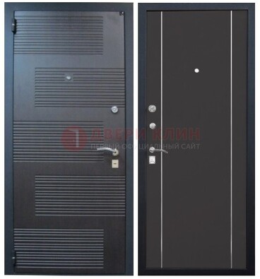 Темная металлическая дверь с МДФ ДМ-105 в деревянный дом в Йошкар-Оле