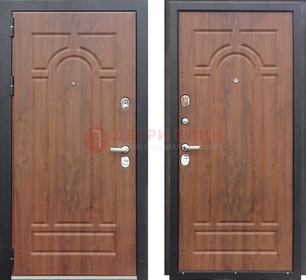Коричневая железная дверь с МДФ ДМ-137 в Йошкар-Оле