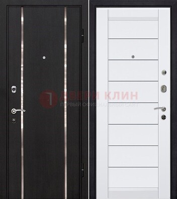 Черная входная дверь с МДФ и декоративными вставками ДМ-143 в Йошкар-Оле