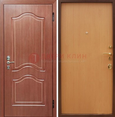 Коричневая входная дверь с МДФ ламинат внутри ДМ-159 в Йошкар-Оле