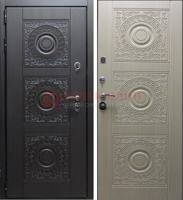 Темная стальная дверь с МДФ ДМ-161 для коттеджа в Йошкар-Оле