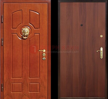 Оранжевая стальная дверь с МДФ ламинат внутри ДМ-18 в Йошкар-Оле