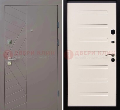 Светло-серая стальная филенчатая дверь с МДФ ДМ-199 в Новосибирске