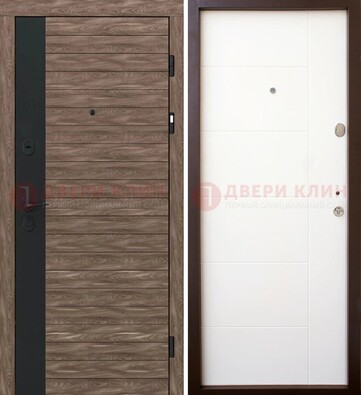 Темная металлическая филенчатая дверь c МДФ Беленый дуб ДМ-239 в Санкт-Петербурге