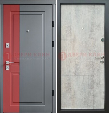 Серая с красной полосой металлическая дверь МДФ ДМ-245 в Йошкар-Оле
