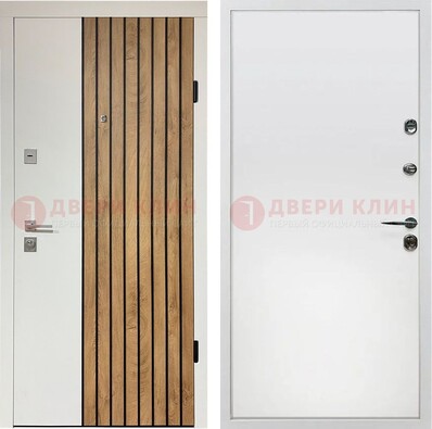 Белая с коричневой вставкой филенчатая дверь МДФ ДМ-278 в Йошкар-Оле