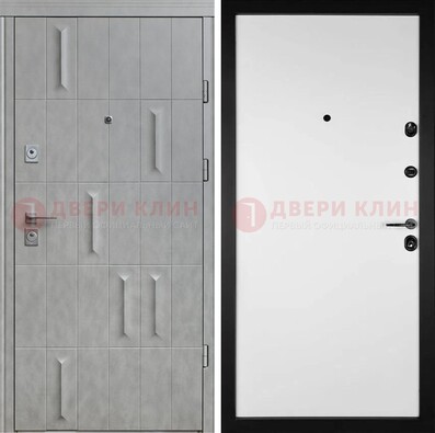Стальная дверь Темный орех с фрезерованной МДФ Белый ясень ДМ-280 в Йошкар-Оле