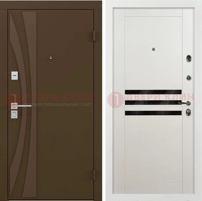 Темная стальная коричневая дверь с МДФ панелями ДМ-293 в Санкт-Петербурге