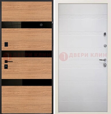 Металлическая темная дверь с МДФ в цвете Итальянский орех ДМ-312 в Санкт-Петербурге
