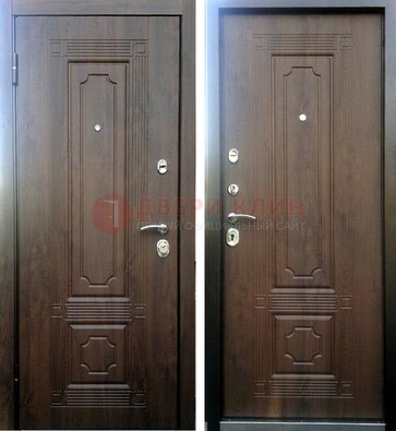 Коричневая металлическая дверь с МДФ ДМ-32 в Йошкар-Оле