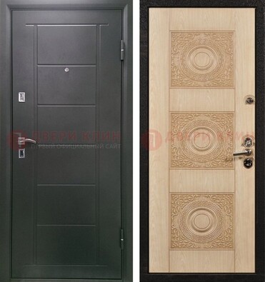 Темная железная дверь с МДФ в квартиру ДМ-344 в Йошкар-Оле