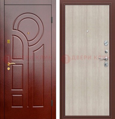 Красная металлическая дверь с МДФ панелями ДМ-368 в Йошкар-Оле
