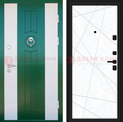 Зеленая железная дверь с панелями МДФ ДМ-369 в Йошкар-Оле