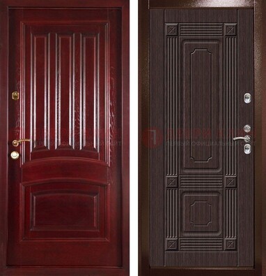 Красная стальная дверь с филенчатой МДФ ДМ-398 в Йошкар-Оле