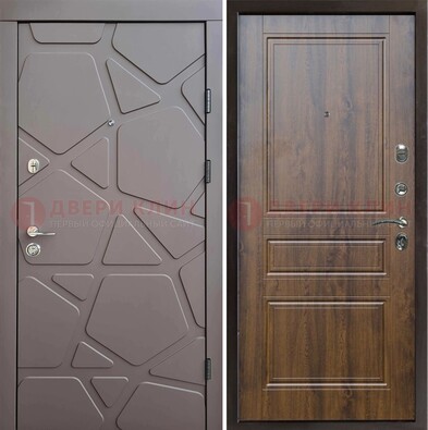 Коричневая железная дверь с декоративной МДФ ДМ-438 в Йошкар-Оле