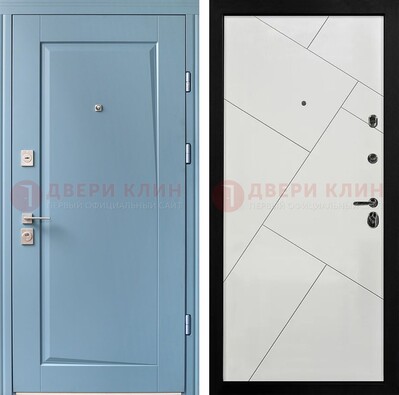 Синяя железная дверь с МДФ панелями ДМ-491 в Йошкар-Оле