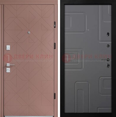 Красная стальная дверь в квартиру с МДФ хайтек ДМ-493 в Йошкар-Оле