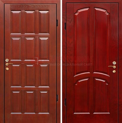 Красная металлическая дверь с массивом дуба ДМД-15 в Йошкар-Оле