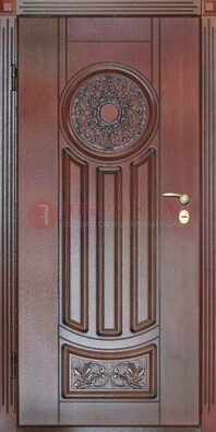 Темная стальная дверь с массивом дуба с рисунком ДМД-19 в Йошкар-Оле