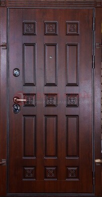 Коричневая стальная дверь с массивом дуба ДМД-30 в Йошкар-Оле