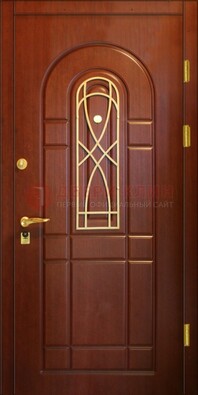 Коричневая входная дверь с массивом дуба с рисунком ДМД-33 в Йошкар-Оле