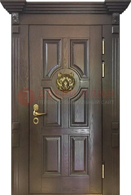 Коричневая металлическая дверь с массивом дуба ДМД-50 в Йошкар-Оле