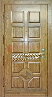 Светлая стальная дверь с массивом дуба и узором ДМД-63 в Йошкар-Оле