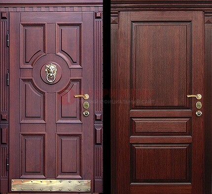 Темная входная дверь с массивом дуба с декоративной вставкой ДМД-6 в Йошкар-Оле