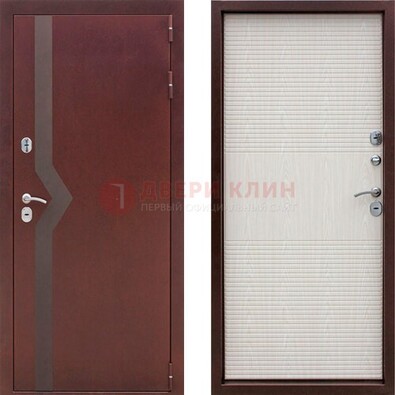 Бордовая металлическая дверь с порошковым напылением ДП-100 в Йошкар-Оле