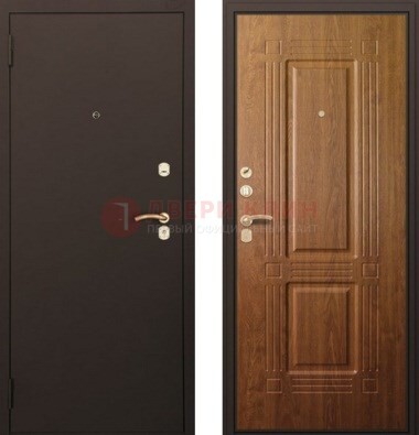 Коричневая металлическая дверь с порошковым покрытием ДП-138 в Йошкар-Оле