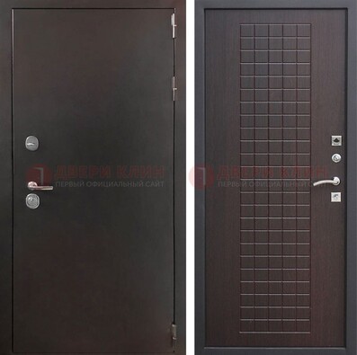 Железная дверь с порошковым покрытием Антик медь/Темный орех ДП-222 в Йошкар-Оле