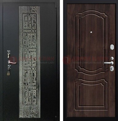 Темная входная дверь с порошковым покрытием и МДФ внутри ДП-224 в Йошкар-Оле