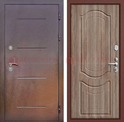 Стальная дверь с порошковым покрытием с коричневой МДФ ДП-226 в Йошкар-Оле