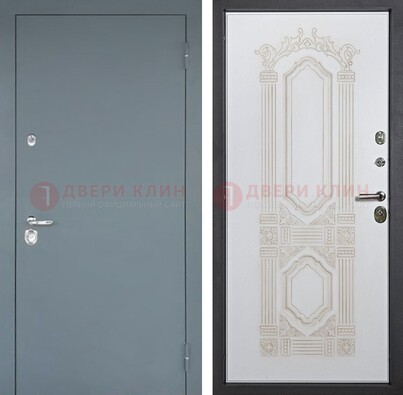 Стальная дверь с порошковым напылением с резной белой МДФ ДП-231 в Йошкар-Оле