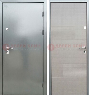 Металлическая серая дверь с порошковым покрытием и МДФ Белый ясень ДП-250 в Санкт-Петербурге